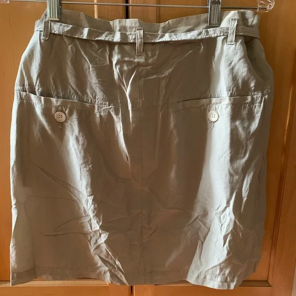 NWT! James Perse Belted Silk/Cotton Knee Skirt Size 4 - Picture 5 of 13